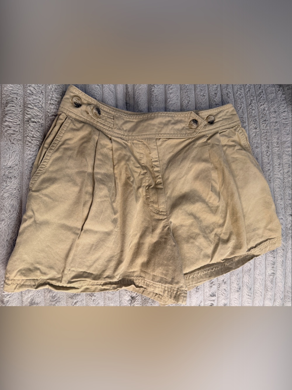 Zara Khaki Button-Detail High-Waist Shorts